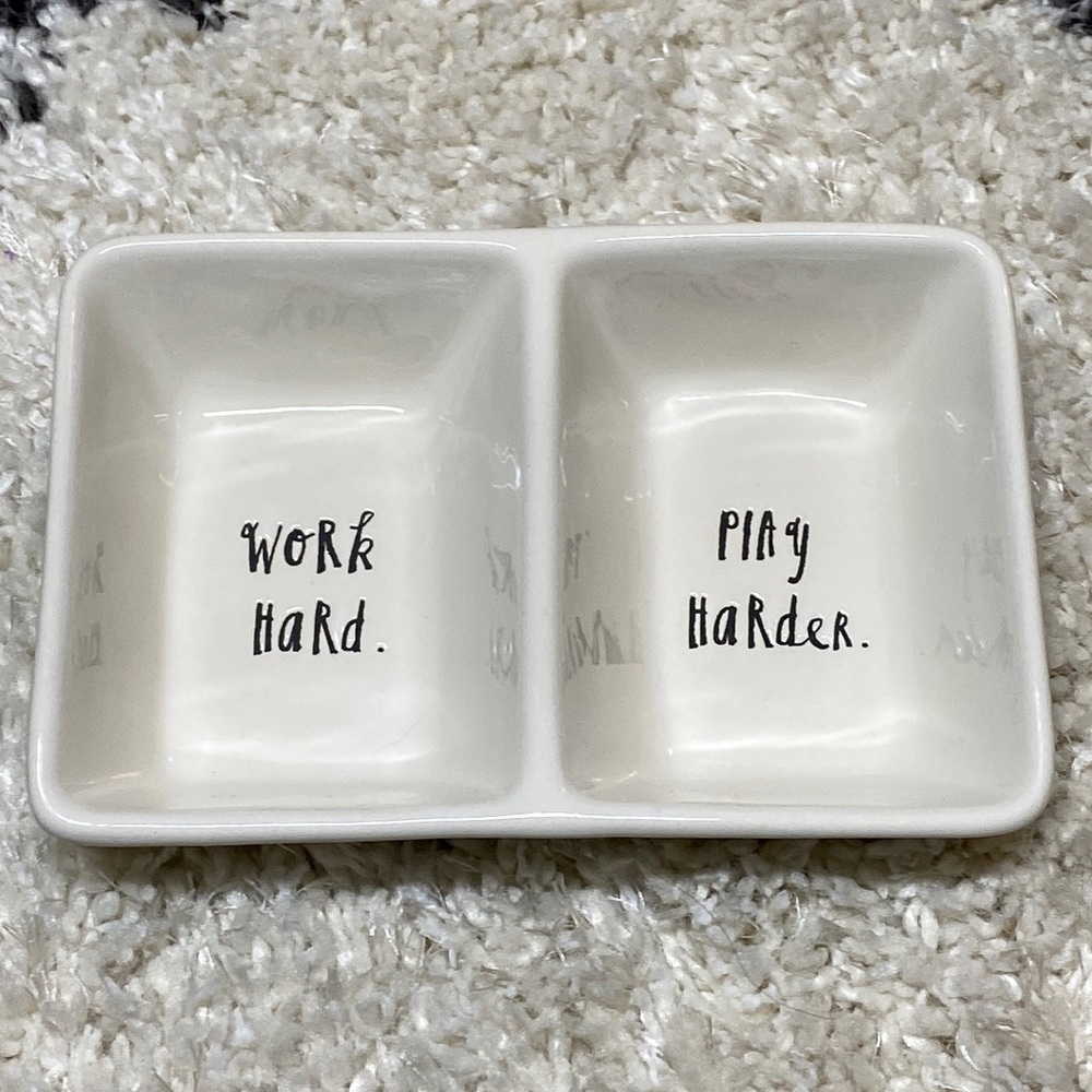 Rae Dunn Work Hard Play Hard Dish